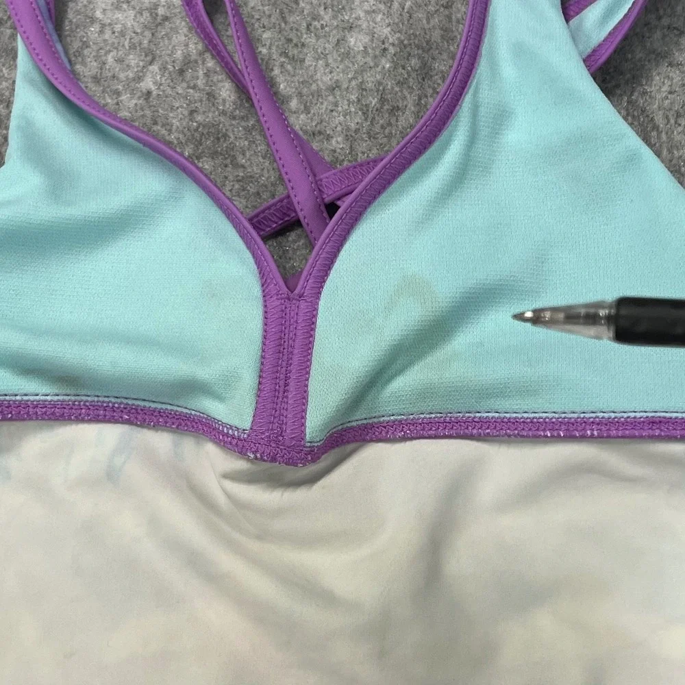 Gerry Girls Purple Blue Tie Dye Tankini Swim Top Strappy Back Youth Size M 10/12